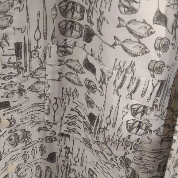 Woolrich rugged wear mens xlarge fishing print short sleeve button down - Picture 2 of 4